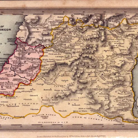 Tribes of Judah & Simeon Antique Biblical William IV Map.