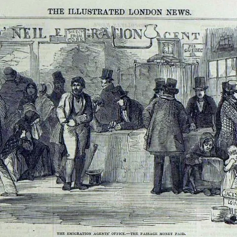 Irish Famine The Priest Blessings Emigrants Arrival At Cork 1851.