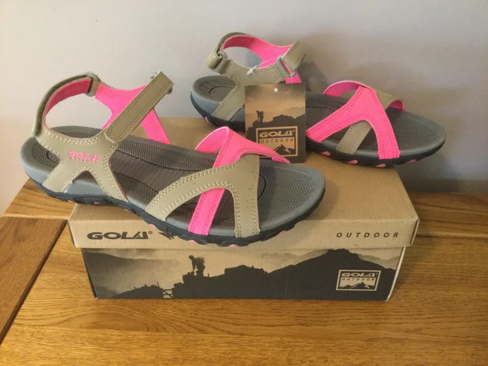 Gola Womens “Cedar” Hiking Sandals, Taupe/Hot Pink, Size 7 - Brand New