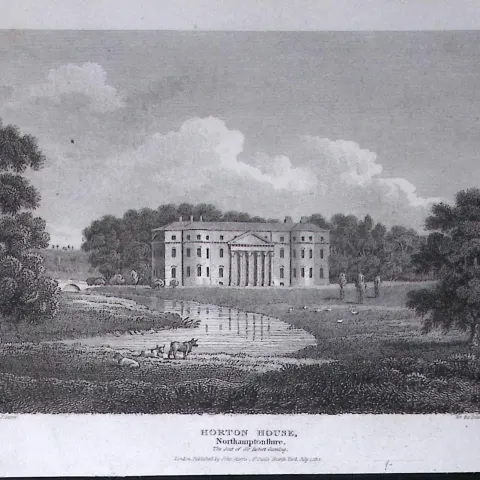 Horton House Northampton  Antique 216 Years-Old Georgian Steel-Engraving-464