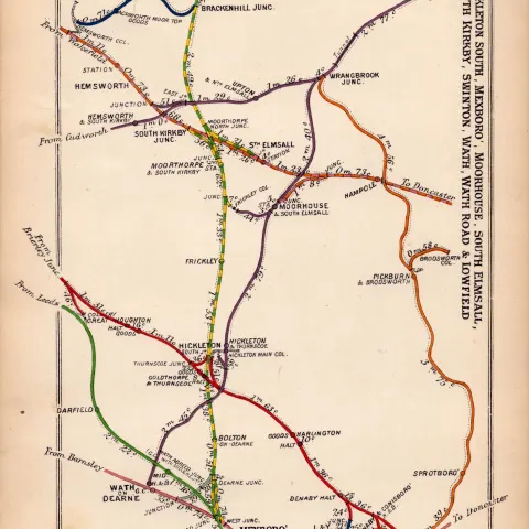 Hemsworth Mexboro South Kirby Yorkshire Antique Railway Diagram-44.