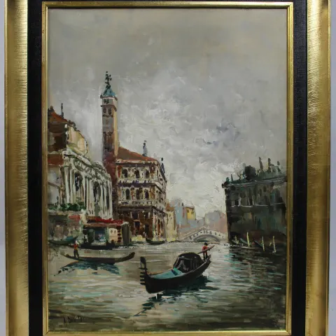 Antonio DeVity (Italian, 1901-1993) Venice Canal Oil on Canvas