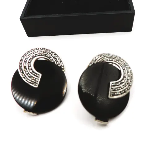 Vintage Art Deco Style Sterling Silver Earrings With Gift Box