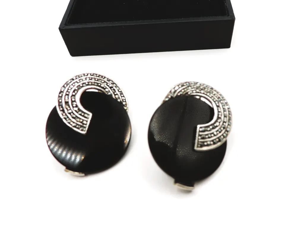 Vintage Art Deco Style Sterling Silver Earrings With Gift Box