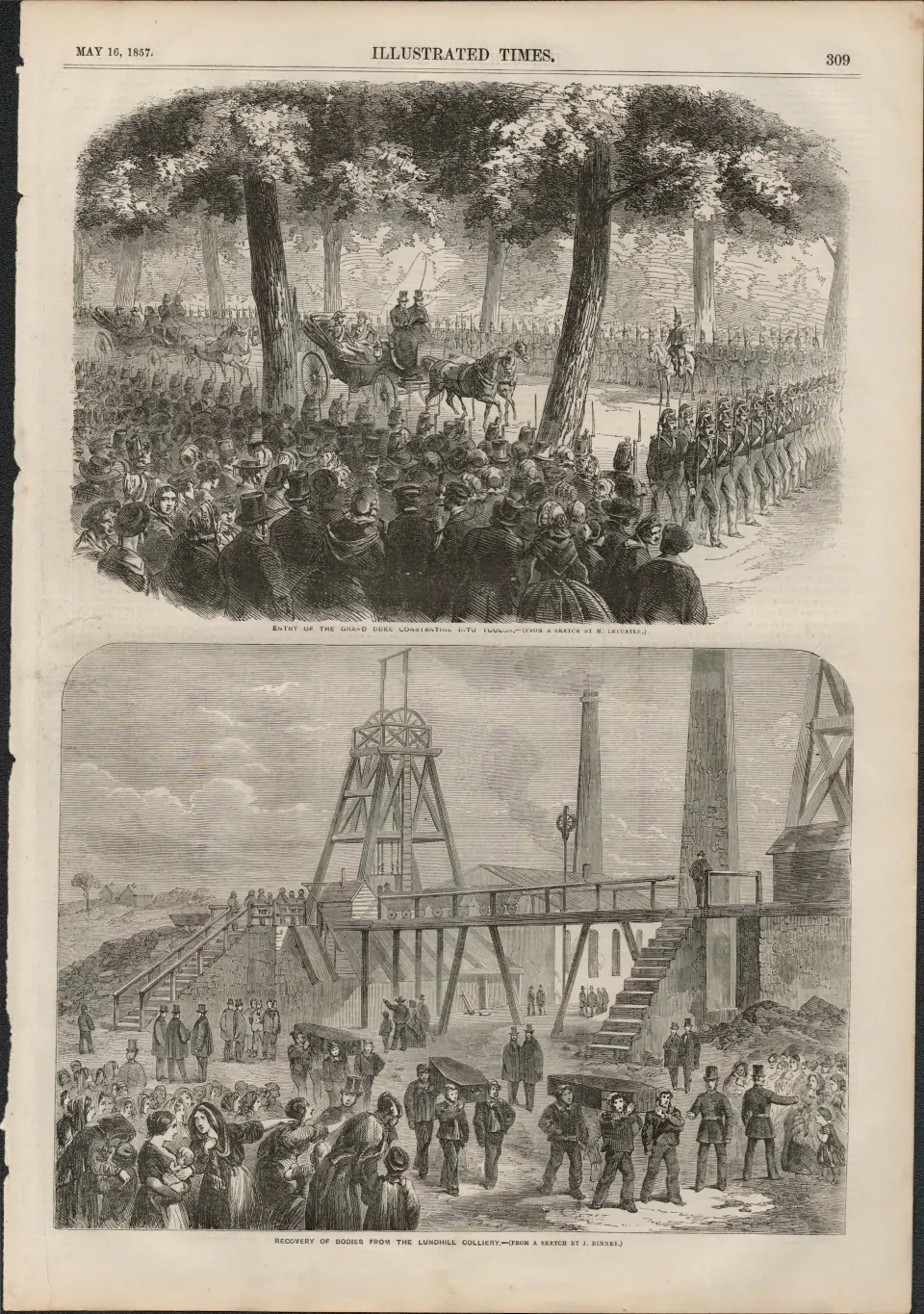 Lund Hill Colliery Disaster 189 Dead 1857 Antique 4 Page Images