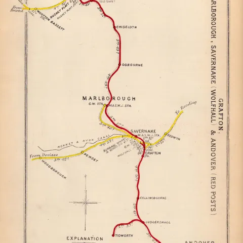 Swindon, Marlborough, Andover  Antique Railway Diagram-107.