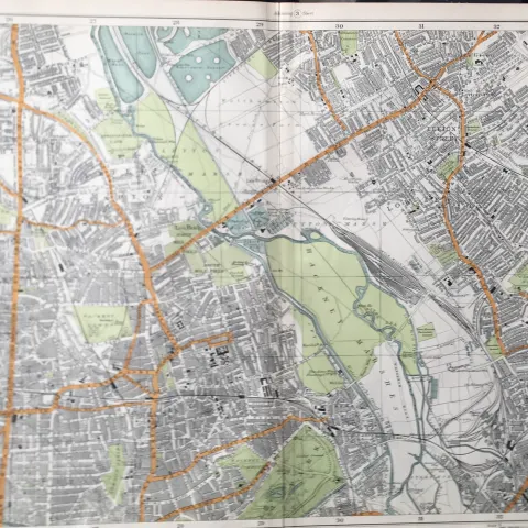 Bacons Rare London & Suburbs c1926 Map Hackney Stratford Clapton Leyton.