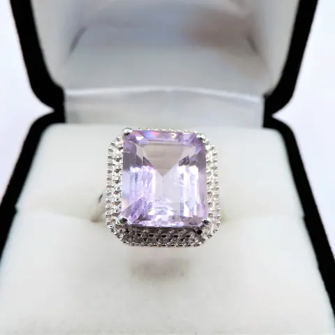 Sterling Silver 5CT Rose de France Amethyst Ring NEW with Gift Pouch