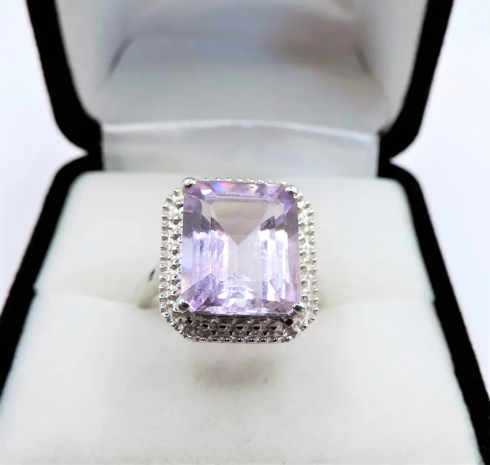 Sterling Silver 5CT Rose de France Amethyst Ring NEW with Gift Pouch