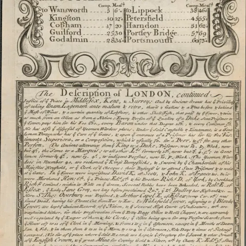 Britannia Depicta E Bowen c1730 Map  London, Wandsworth, Kingston, Guildford.