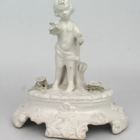Painted White Porcelain Cherub Figurine