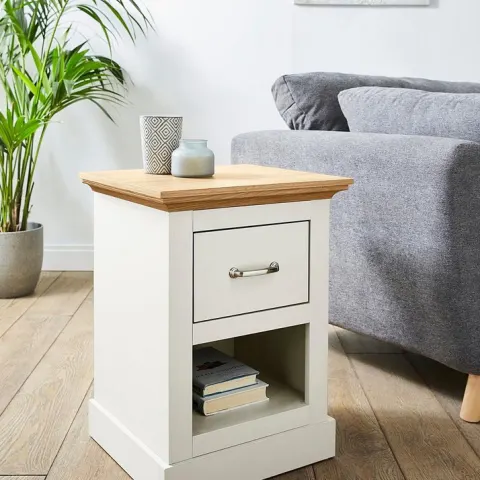 (106/Mez) RRP £75. Ashford Side Table Cream. Dimensions: (H60x W42.5x D45cm).