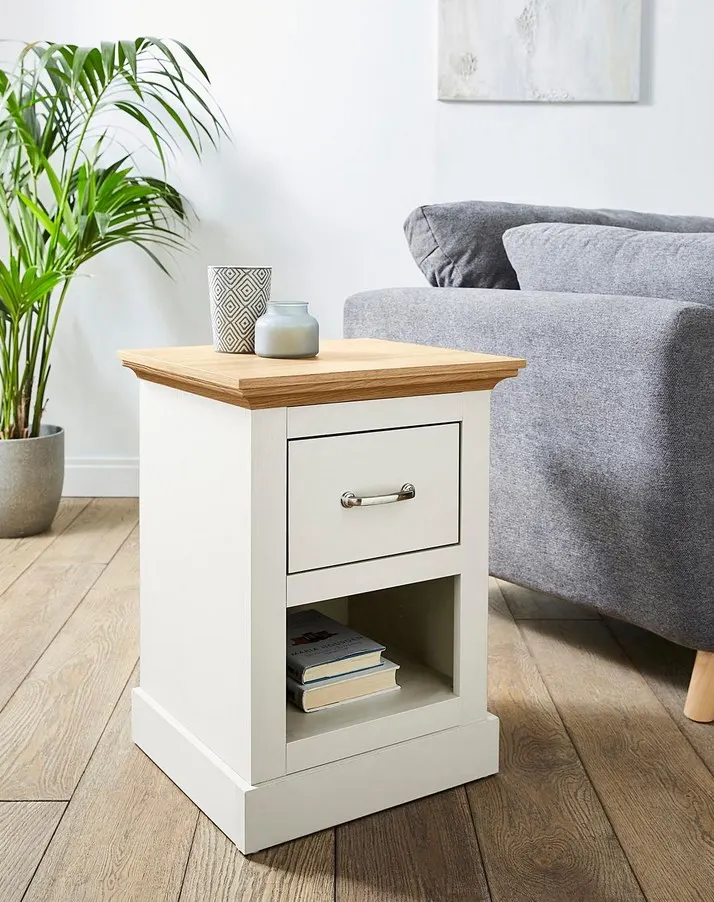 (106/Mez) RRP £75. Ashford Side Table Cream. Dimensions: (H60x W42.5x D45cm).