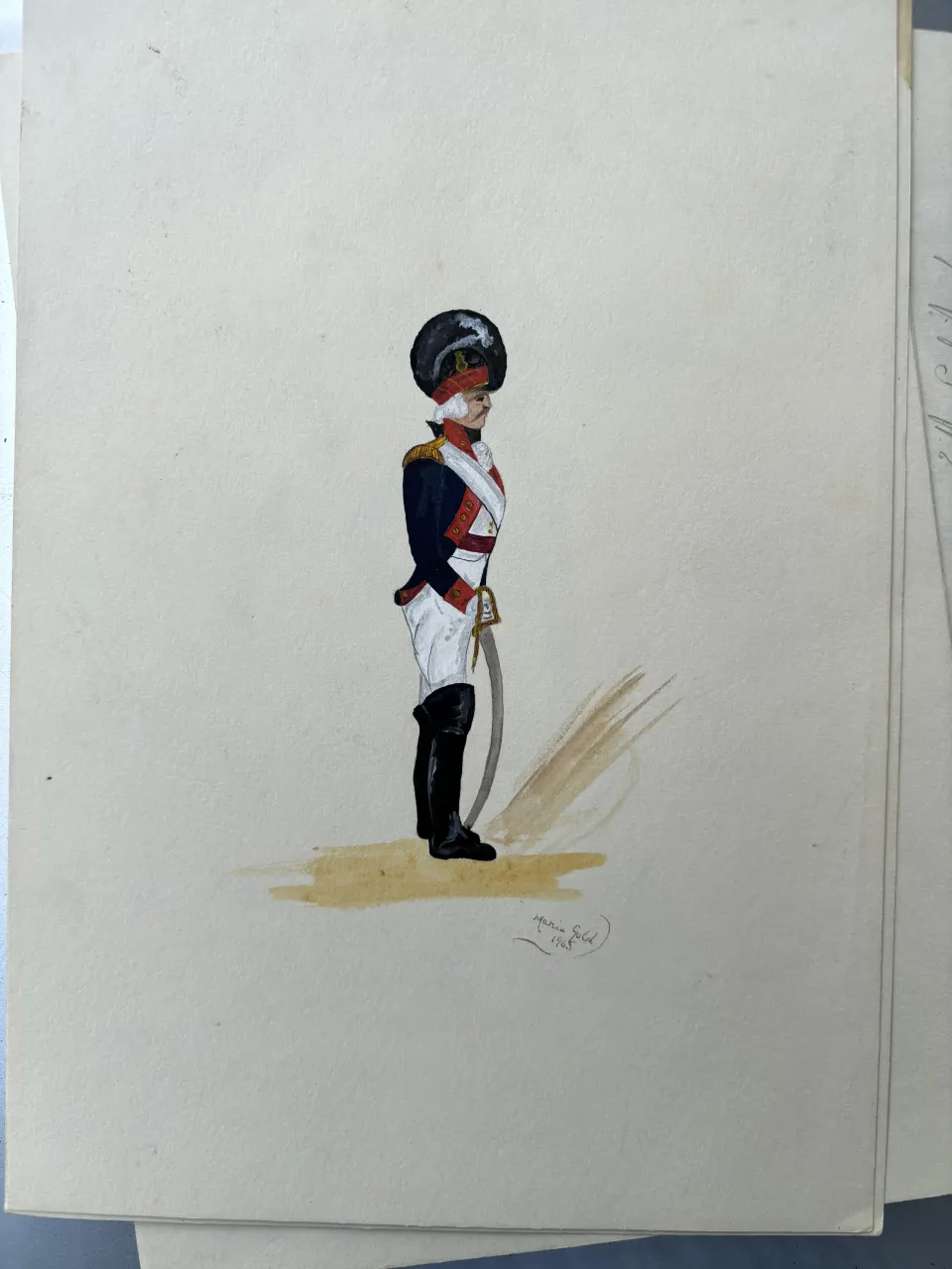 Vintage Watercolour Book Illustration ? Noel Gold "Royal Horse Artillery Officer 1793