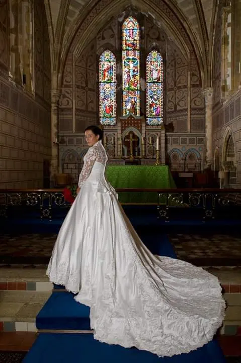 Alfred Angelo "Catherine" size 12 approx.  Ivory