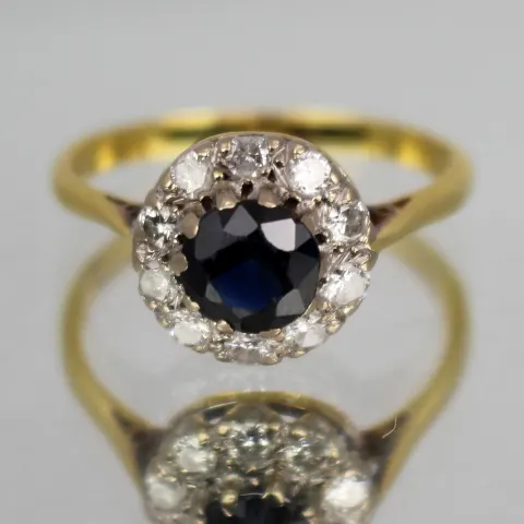 Sapphire & Diamond Cluster Ring 18ct