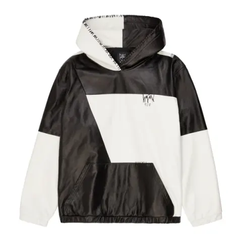 MJB Marc Jaques Burton X The Batman Two Tone Leather Hoodie, Online Price £950, Size Extra Large