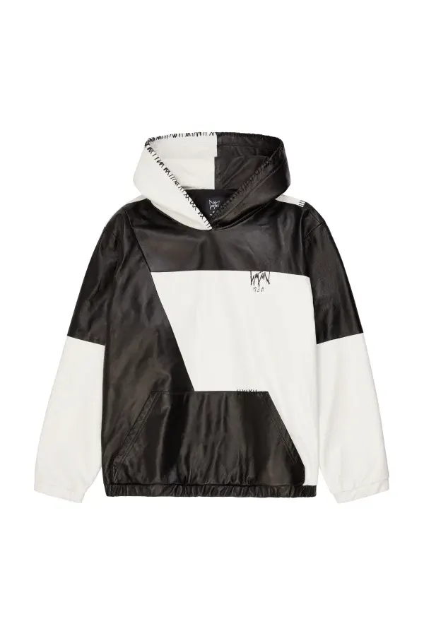 MJB Marc Jaques Burton X The Batman Two Tone Leather Hoodie, Online Price £950, Size Extra Large
