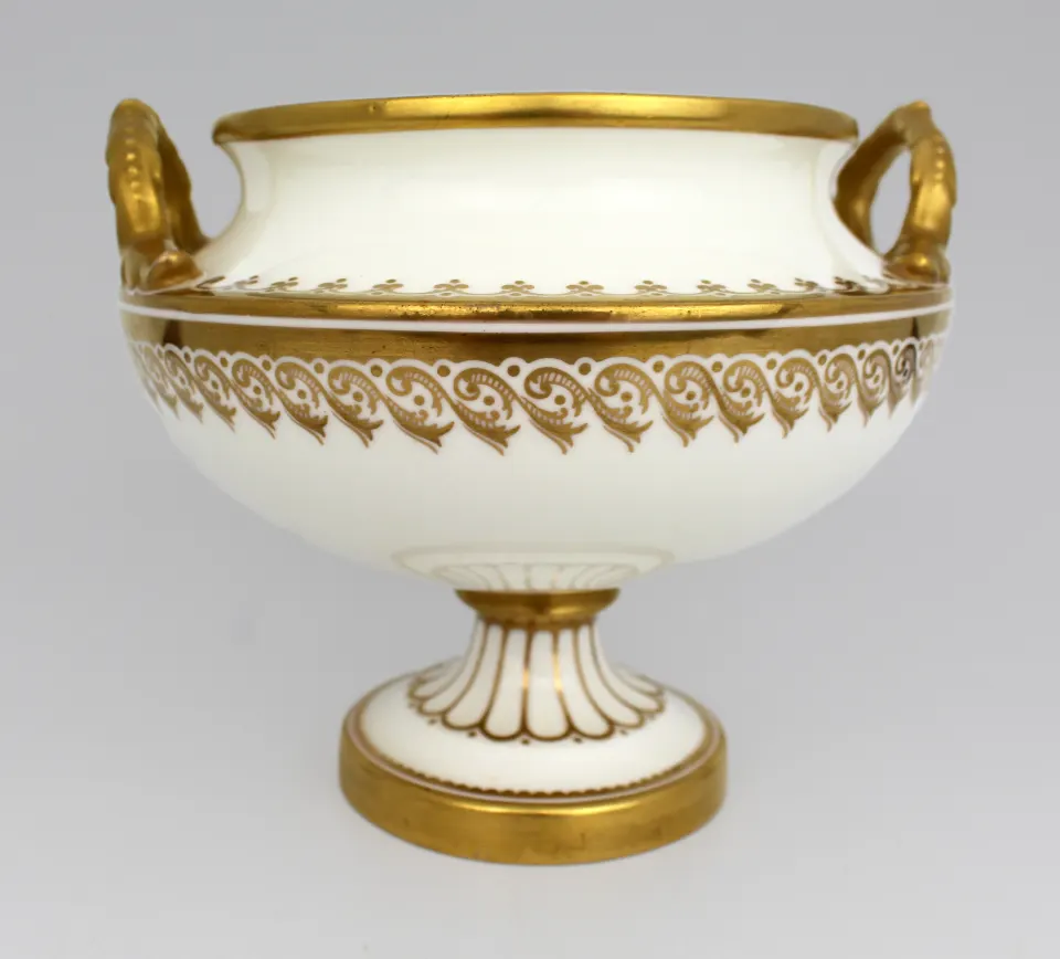 19th Century English White & Gilt Two-Handled Porcelain Urn