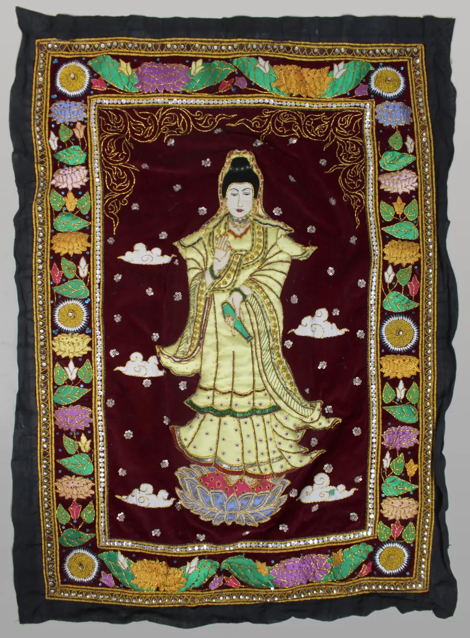 Vintage Chinese Embroidered Silk Wall Hanging