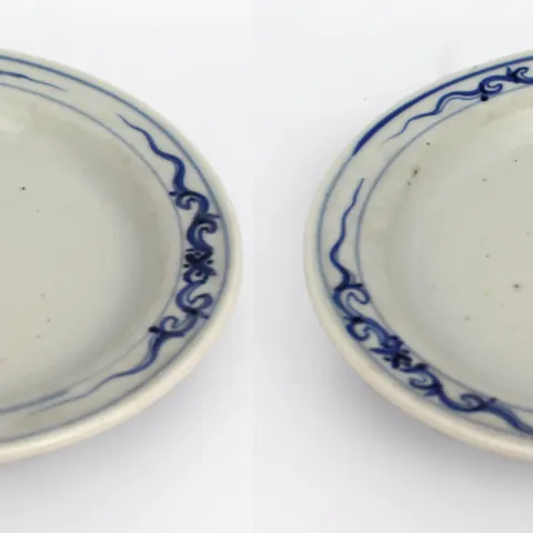 Pair of  Late 19th c. Japanese Blue & White Cache Pot Stands
