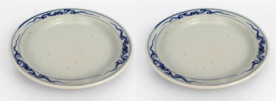 Pair of  Late 19th c. Japanese Blue & White Cache Pot Stands