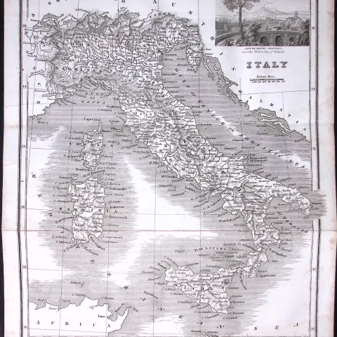 Italy & Sicily Detailed Antique 179-Year-Old Engraved Map-16-TR