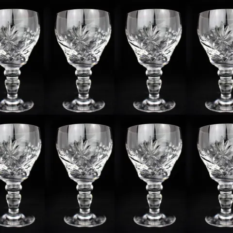 Set of 12 Royal Brierley Elizabeth Cut Wine Glasses