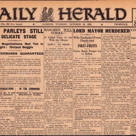 Irish War of Independence Lod Mayor of Cork Murdered 1920-X.