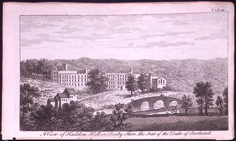 Haddon Hall Derby Rare Georgian 1776 Copper Plate Antique Engraving-30