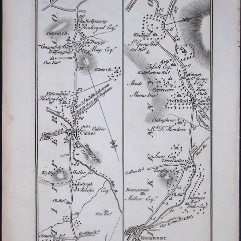 Ireland 245 Years -Old Antique Road Map Tipperary & Kilworth-113
