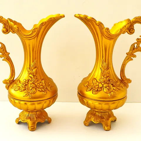 A Pair of Peltrato Vintage Italian Renaissance Style Pewter Pitchers 29cm
