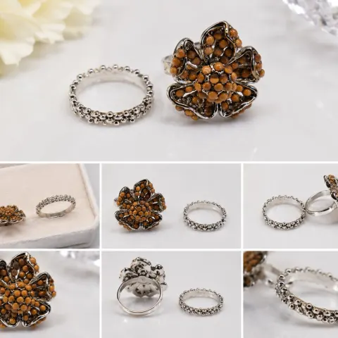 Set of Two Silver-Tone Statement Rings