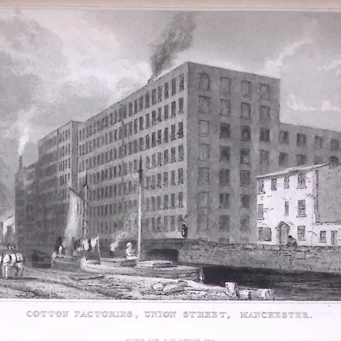 Manchester Cotton Factories Antique 195 Years-Old Steel-Engraving-20