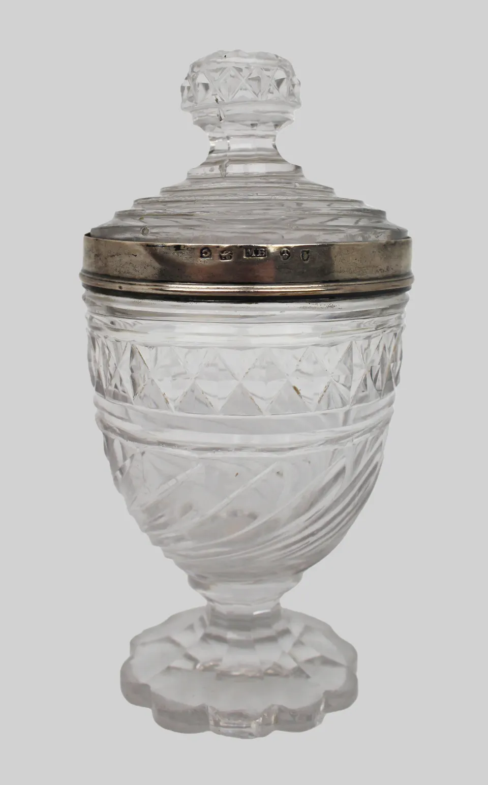 Regency Cut Glass Jar with Sterling Silver Mount by Matthew Boulton