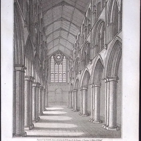 Northumberland Hexham Choir Church Antique 223 Years-Old Steel-Engraving-140
