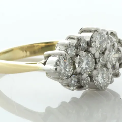18ct Yellow Gold Boat Shape Cluster Diamond Ring 2.00 Carats