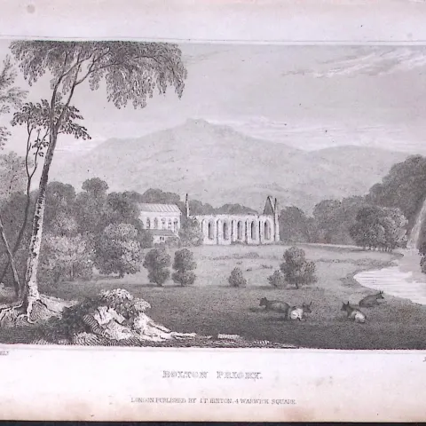 Bolton Priory Yorkshire 198 Years-Old Thomas Allen Antique Steel Engraving-30