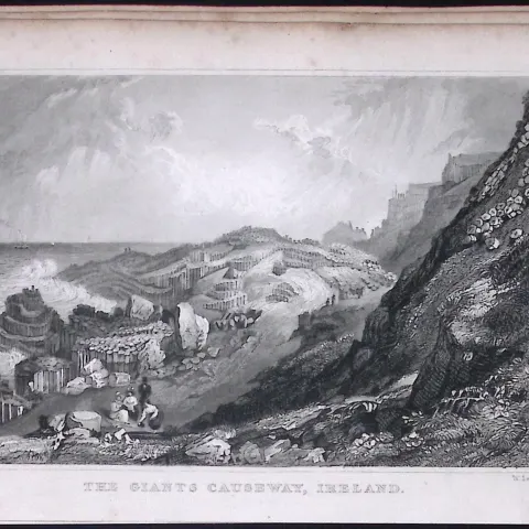 Ireland The Giant Causeway 194 Years Old Antique Steel Engraving-8