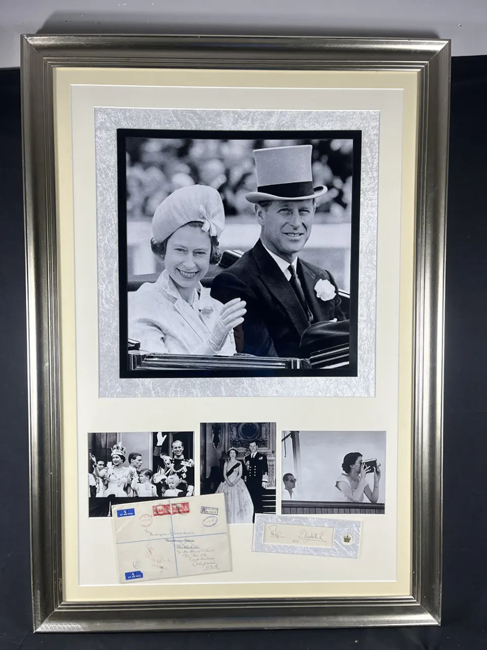 Queen Elizabeth & Prince Phillip Signed Framed Display