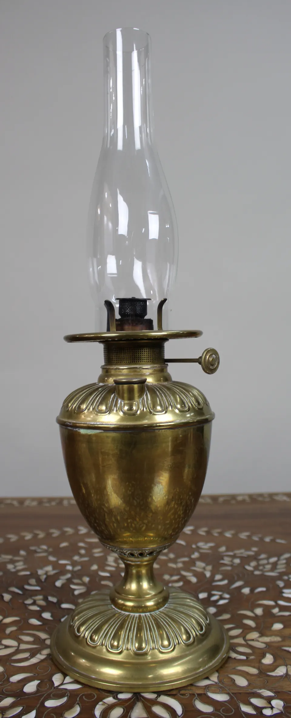 Antique Brass Oil Lamp by Wright & Butler, Birmingham – “The Union Burner”