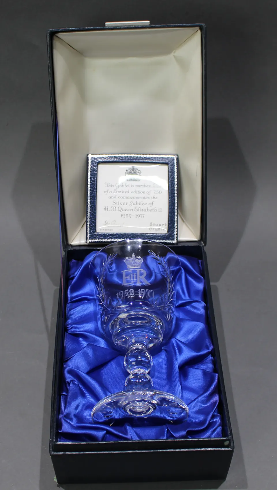 Cased Stuart Crystal Commemorative Silver Jubilee Goblet