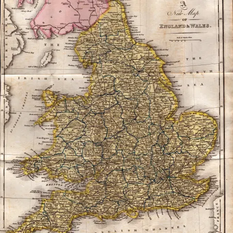 England & Wales Antique Coloured Copper Engraved George IV  Map