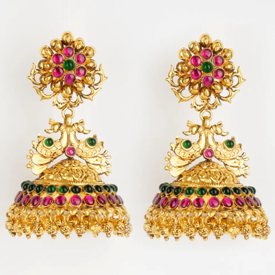 22 K Yellow Gold Long Chandlier Earrings