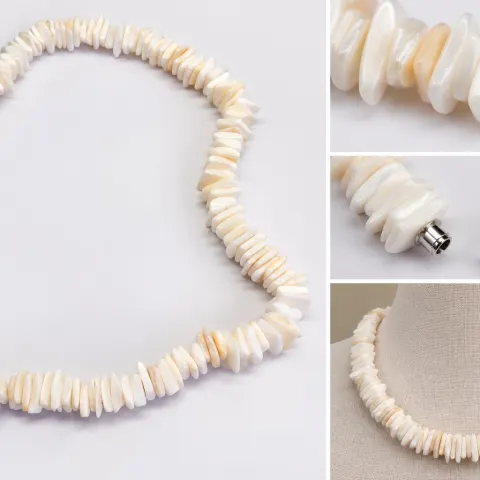White Natural Shell Chip Necklace