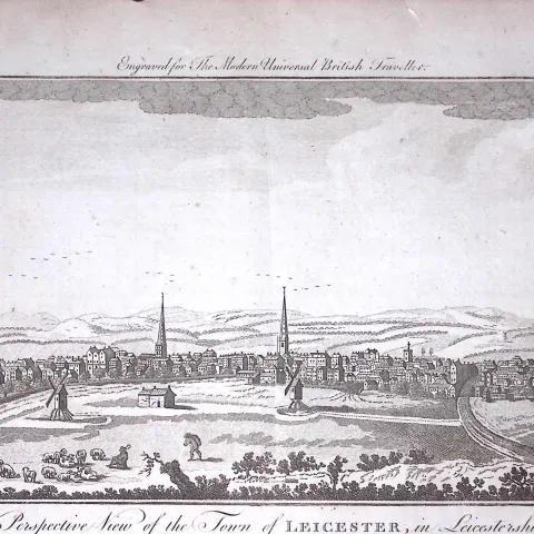 Town of Leicester Rare Large 247-Year-Old Antique Copperplate Engraving-1-TR