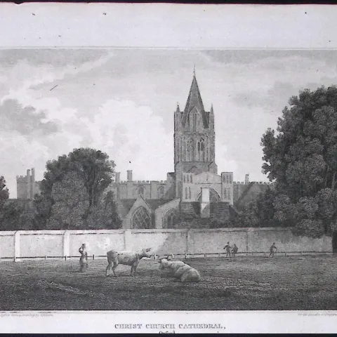Oxford Christchurch Cathedral Antique 212 Years-Old Steel-Engraving-46