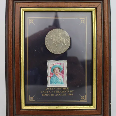 Framed Silver Coin & Queen Mother Stamp