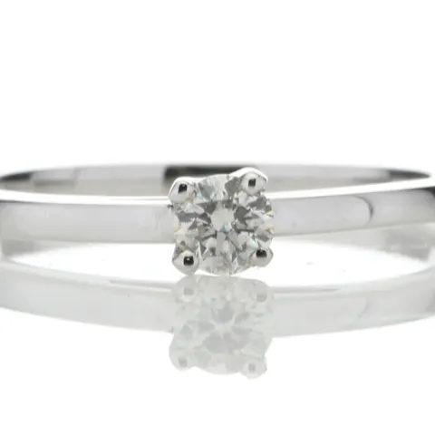 18ct White Gold Single Stone Wire Set Diamond Ring 0.20 Carats