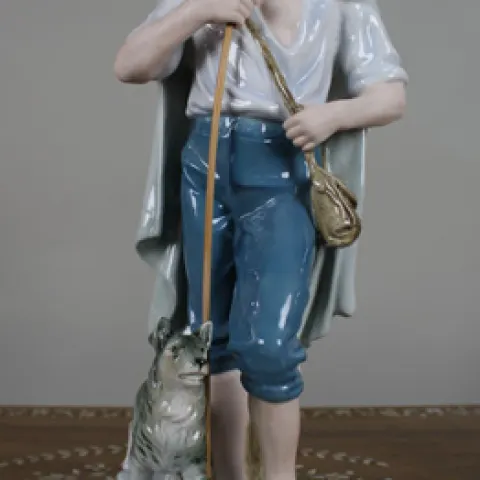 Large Royal Dux Porcelain Shepherd Figure, 20th Century